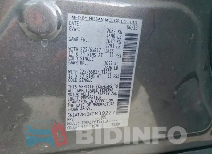5N1AT2MT1KC839227 Photo# 13