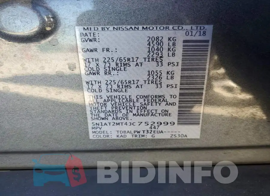 5N1AT2MT4JC752999 Photo# 14