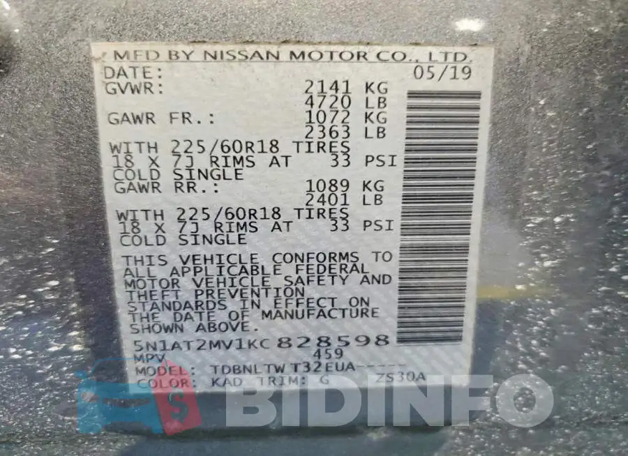 5N1AT2MV1KC828598 Photo# 13