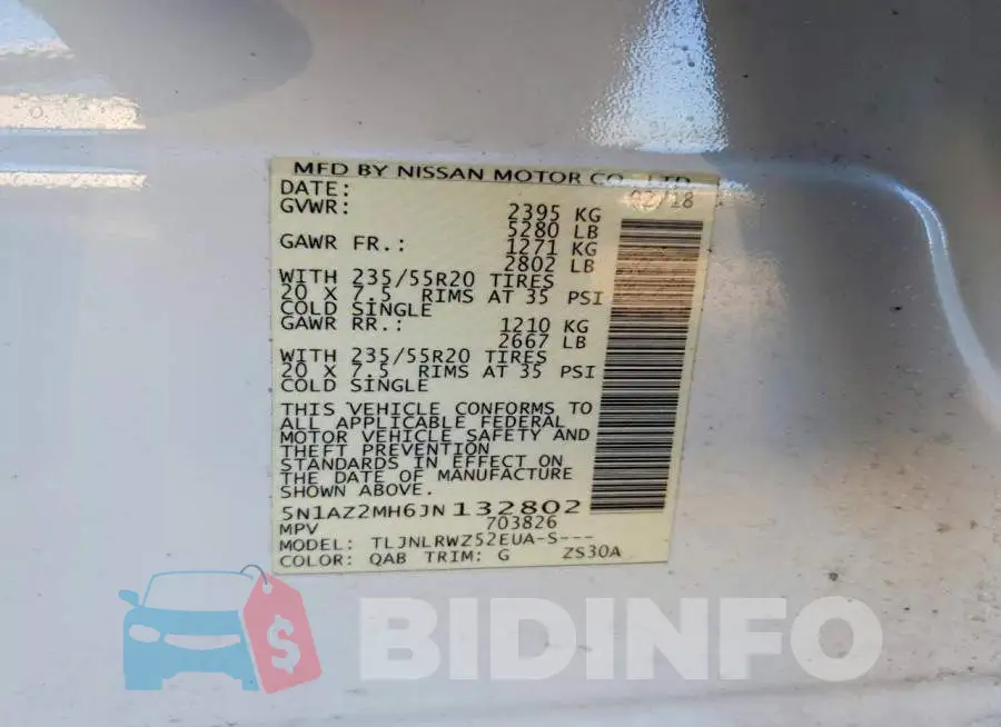 5N1AZ2MH6JN132802 Photo# 13