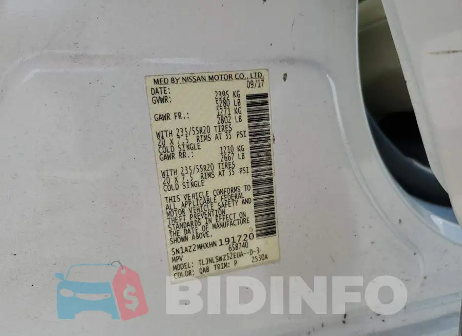 5N1AZ2MHXHN191720 Photo# 14