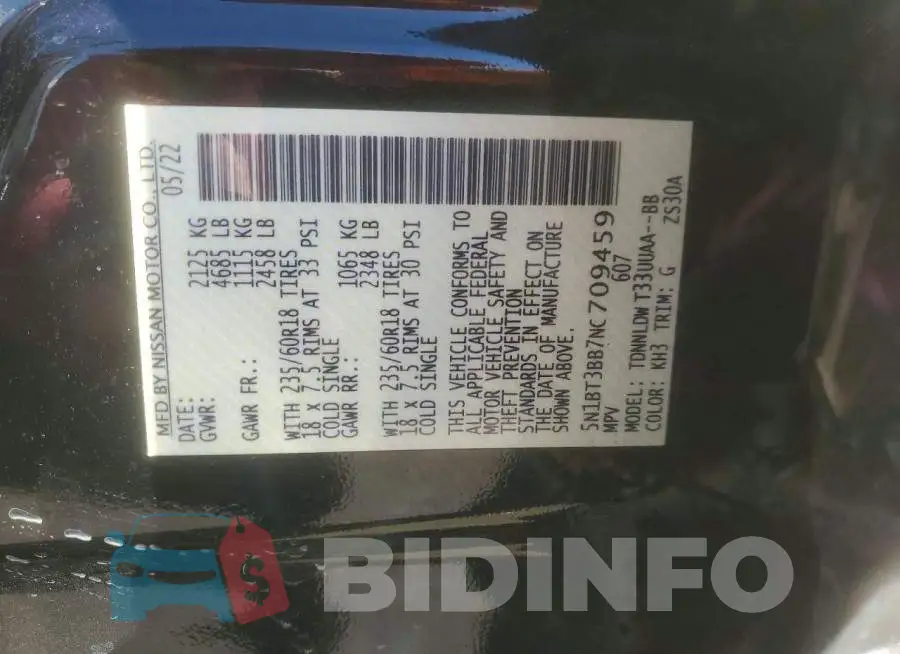 5N1BT3BB7NC709459 Photo# 13