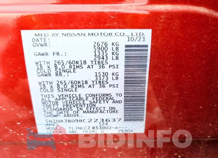 5N1DR3BD9RC223637 Photo# 14