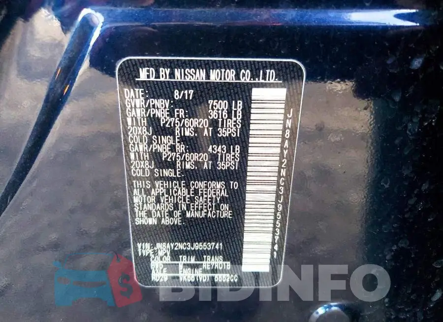JN8AY2NC3J9553741 Photo# 14