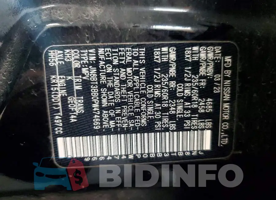 JN8BT3BB0PW474669 Photo# 14