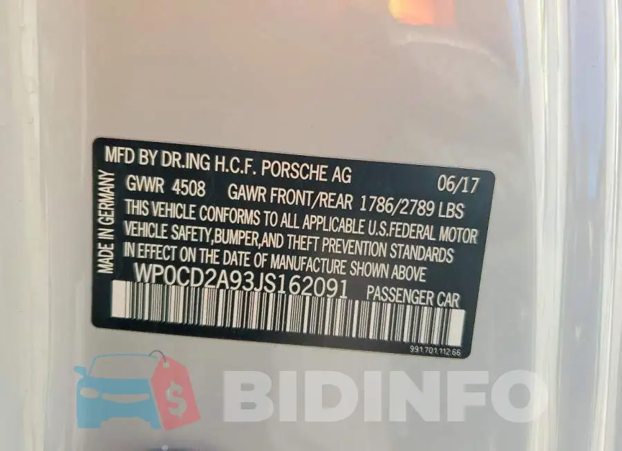 WP0CD2A93JS162091 Photo# 12