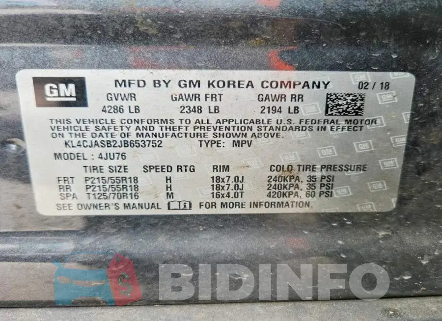KL4CJASB2JB653752 Photo# 12