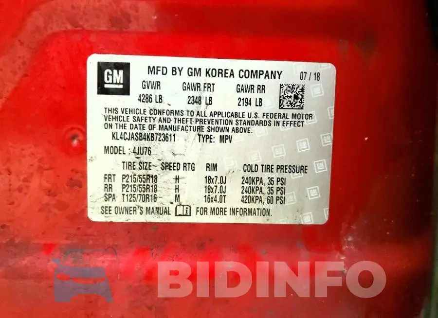 KL4CJASB4KB723611 Photo# 14