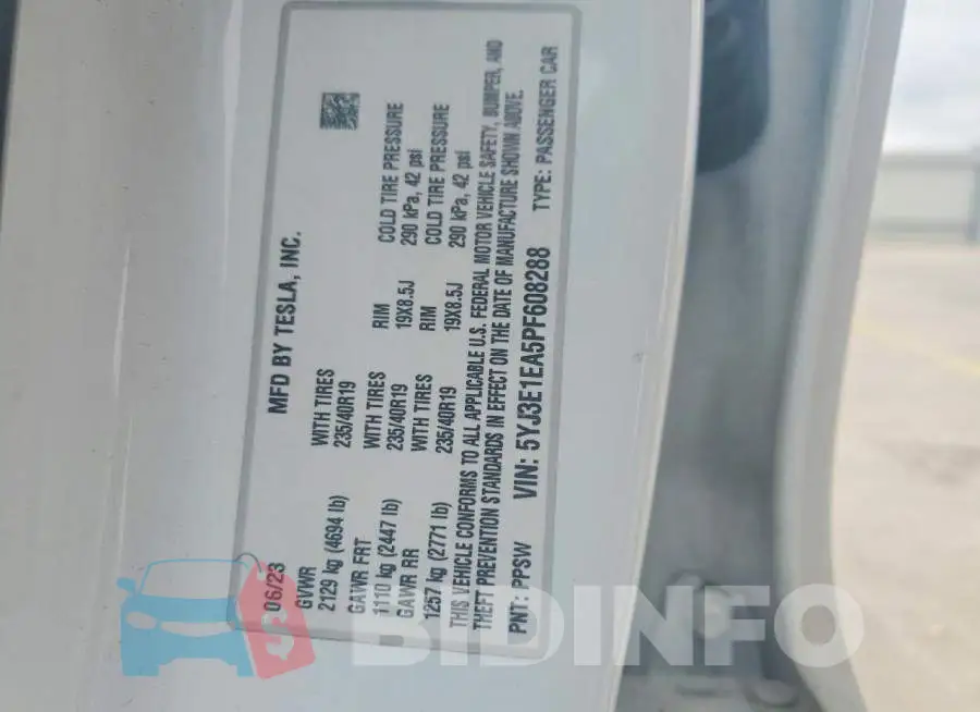 5YJ3E1EA5PF608288 Photo# 12