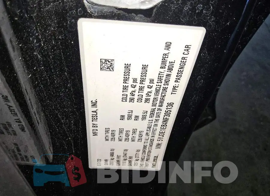 5YJ3E1EB4NF305136 Photo# 12
