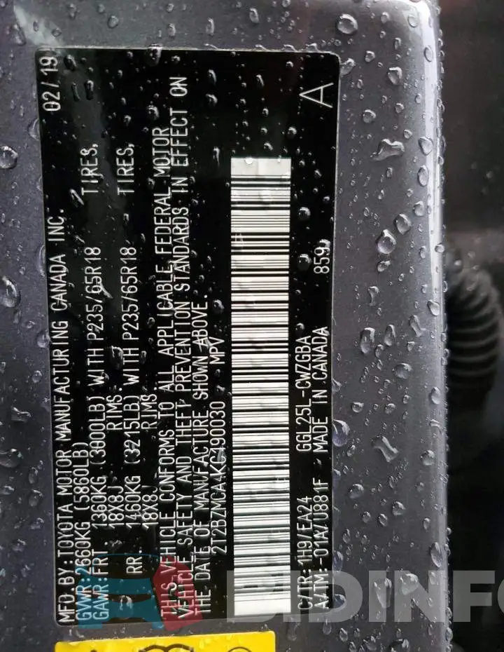 2T2BZMCA4KC190030 Photo# 12