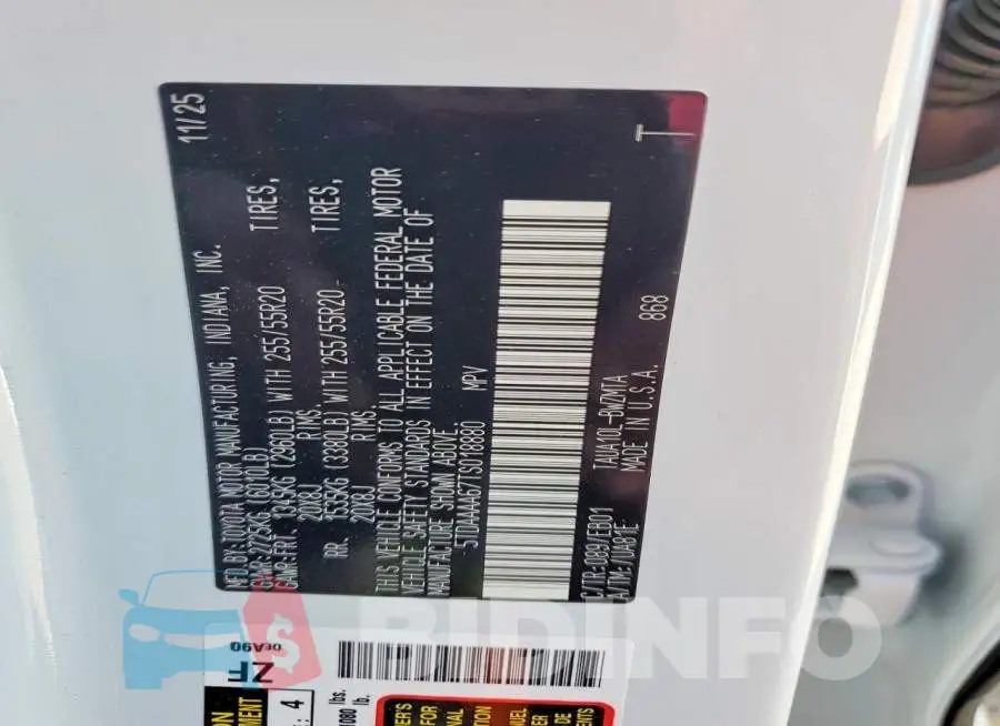 5TDAAAA67TS018880 Photo# 13