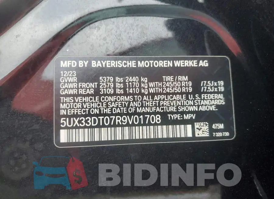 5UX33DT07R9V01708 Photo# 12