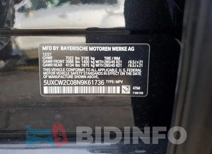 5UXCW2C08N9K61736 Photo# 12