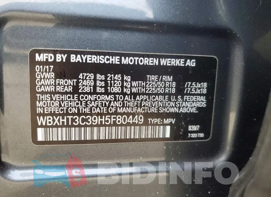 WBXHT3C39H5F80449 Photo# 13