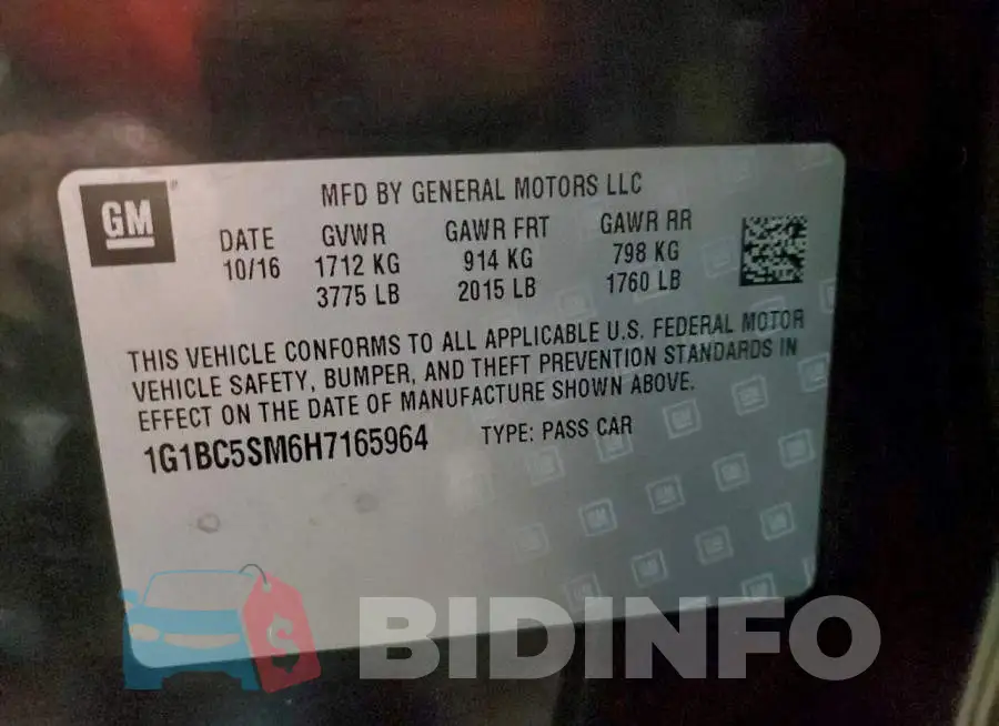 1G1BC5SM6H7165964 Photo# 13