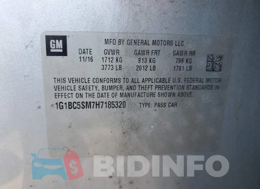 1G1BC5SM7H7185320 Photo# 12