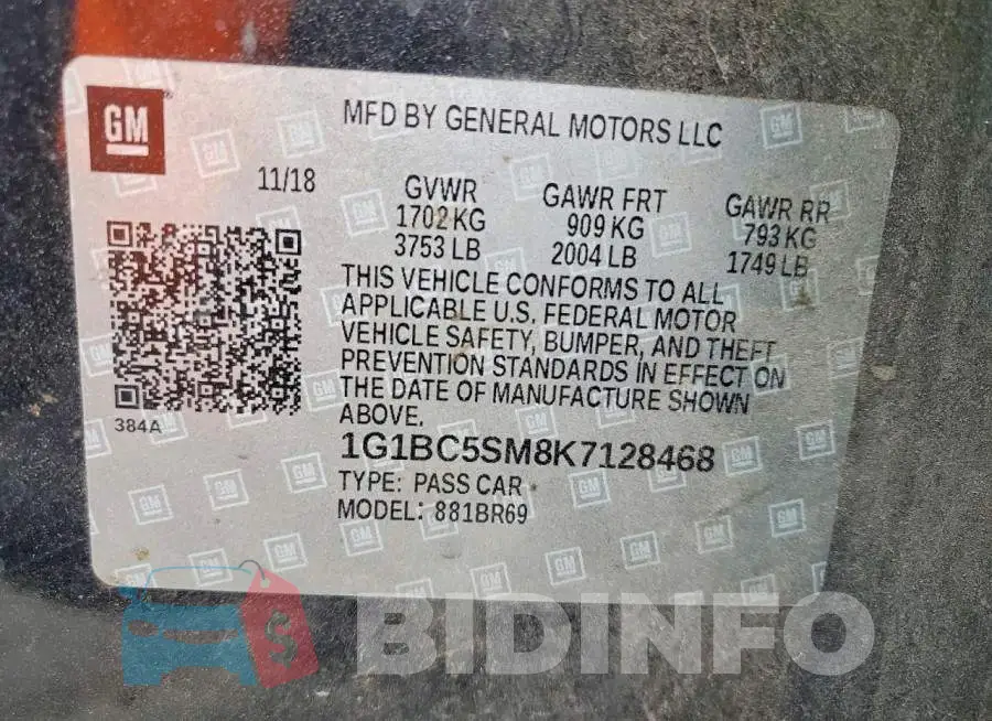 1G1BC5SM8K7128468 Photo# 12
