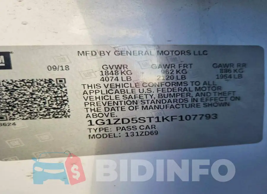 1G1ZD5ST1KF107793 Photo# 12