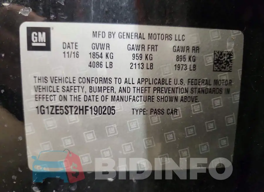 1G1ZE5ST2HF190205 Photo# 12