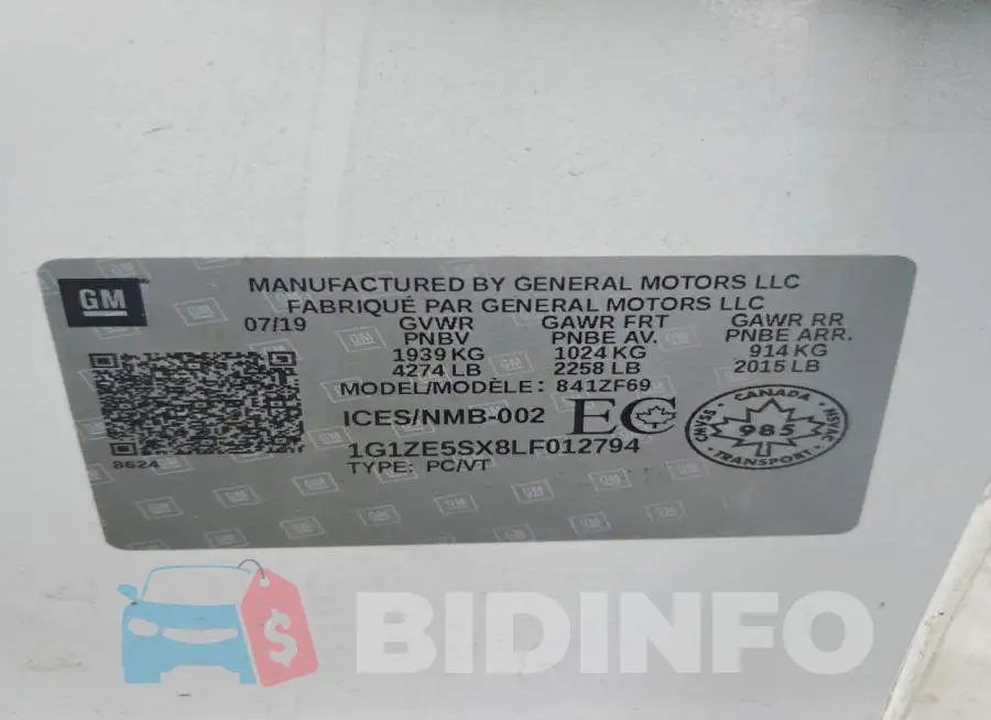 1G1ZE5SX8LF012794 Photo# 12