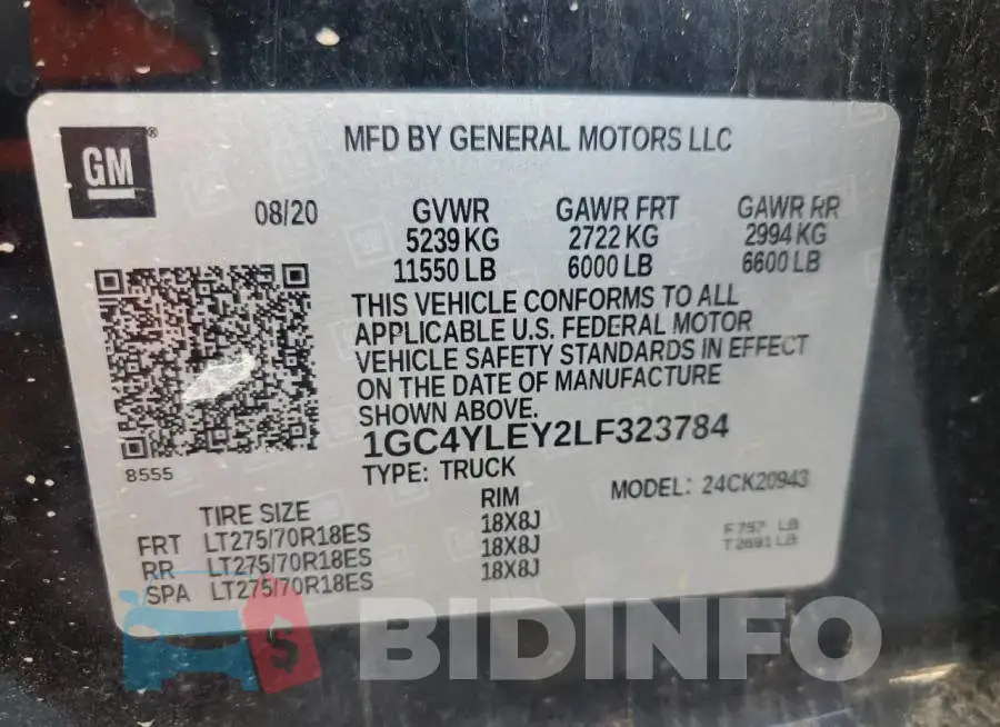 1GC4YLEY2LF323784 Photo# 12