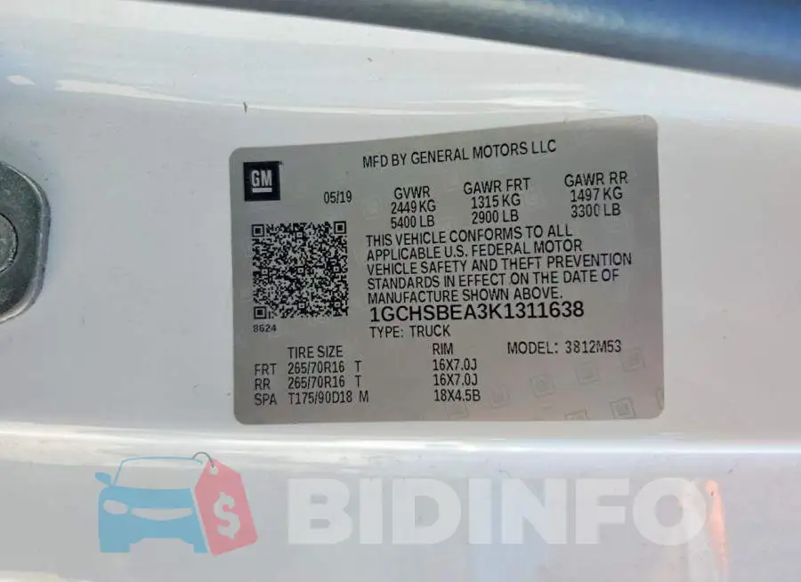 1GCHSBEA3K1311638 Photo# 12