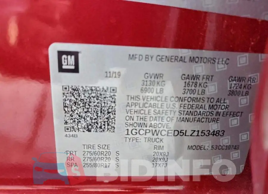 1GCPWCED5LZ153483 Photo# 12