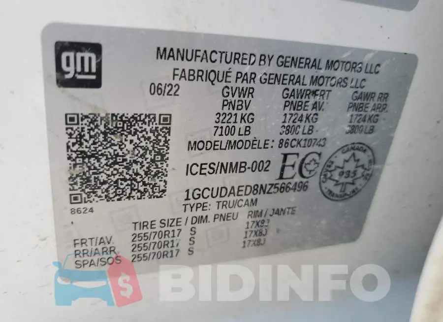 1GCUDAED8NZ566496 Photo# 12