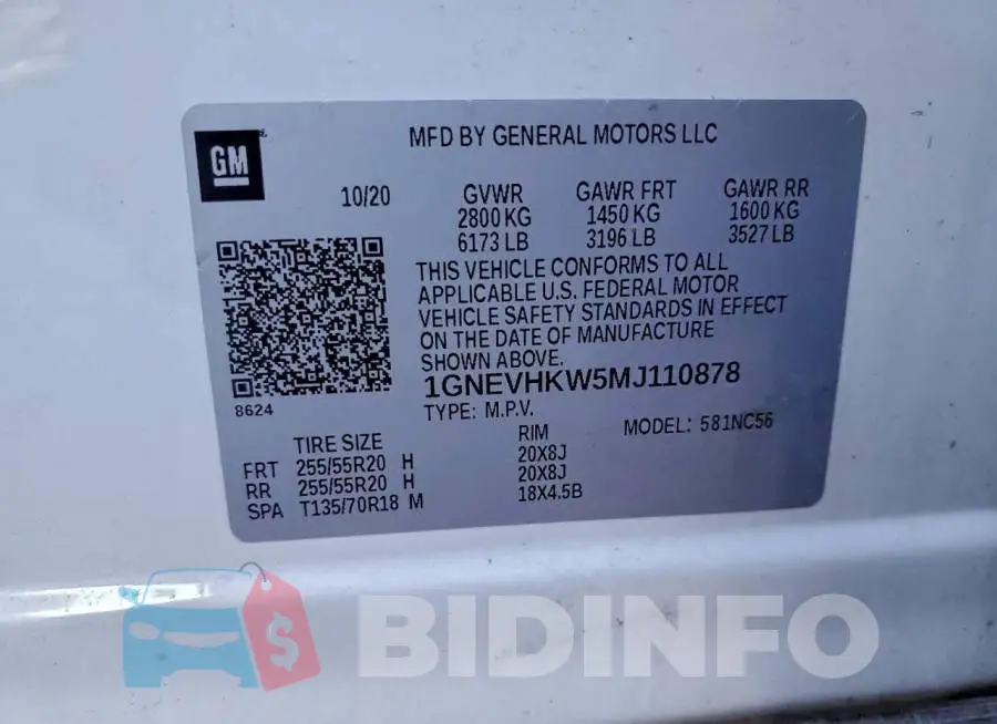 1GNEVHKW5MJ110878 Photo# 14