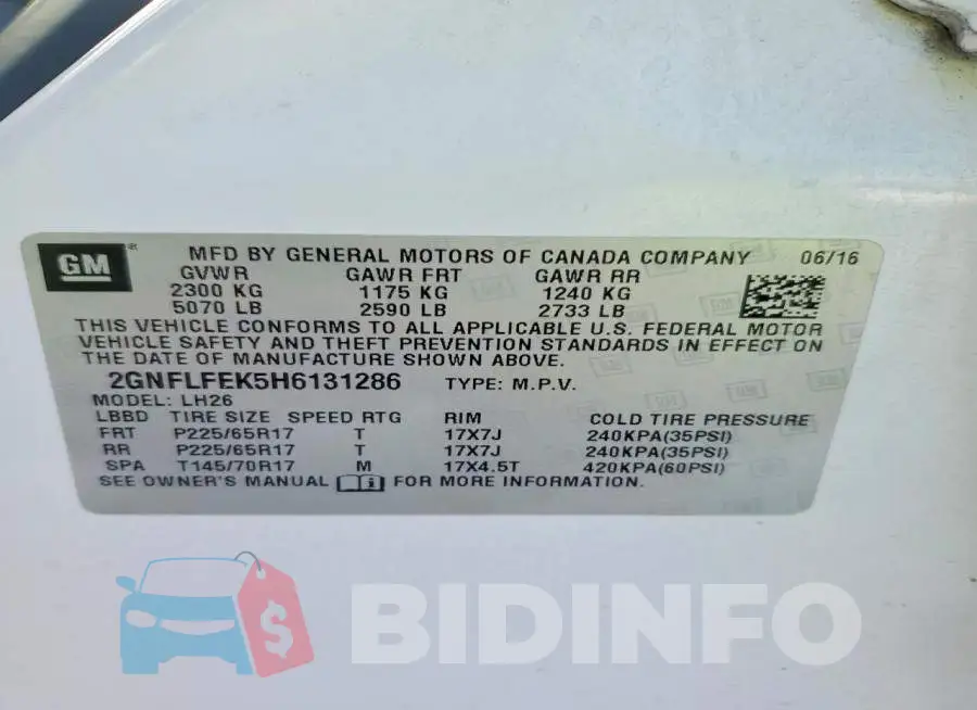 2GNFLFEK5H6131286 Photo# 13