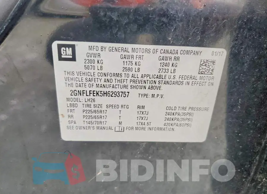 2GNFLFEK5H6293757 Photo# 13