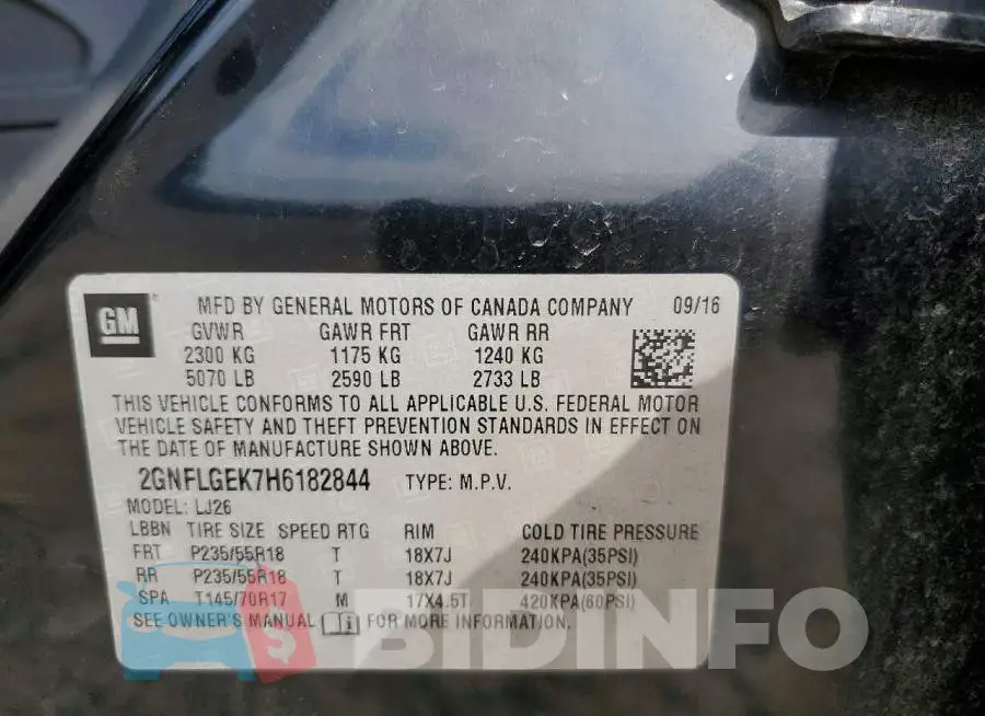 2GNFLGEK7H6182844 Photo# 13