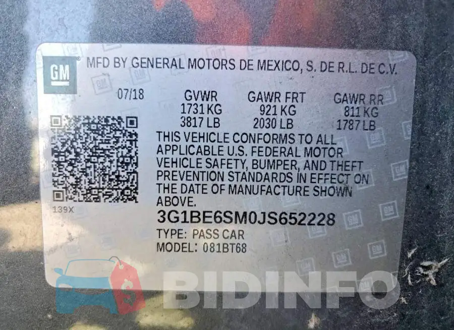 3G1BE6SM0JS652228 Photo# 12
