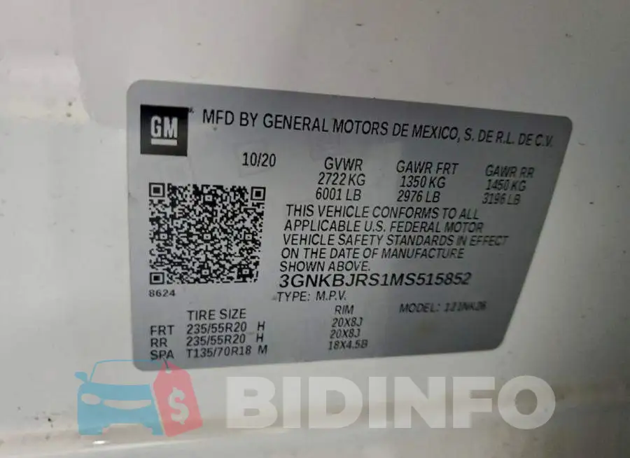 3GNKBJRS1MS515852 Photo# 13