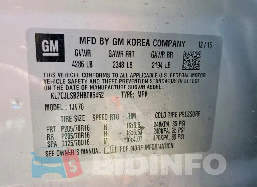 KL7CJLSB2HB086452 Photo# 13