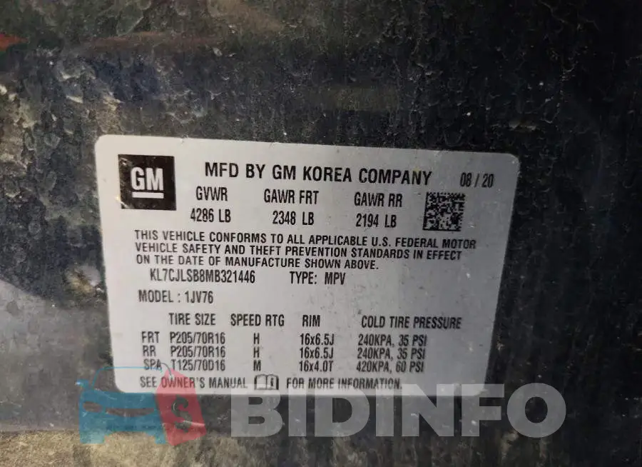 KL7CJLSB8MB321446 Photo# 13