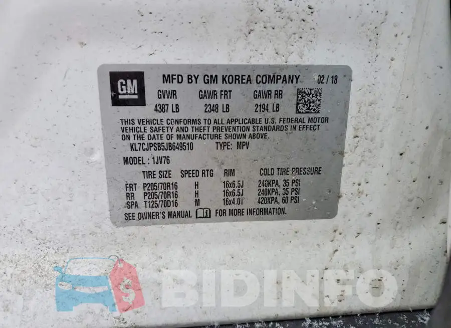 KL7CJPSB5JB649510 Photo# 14