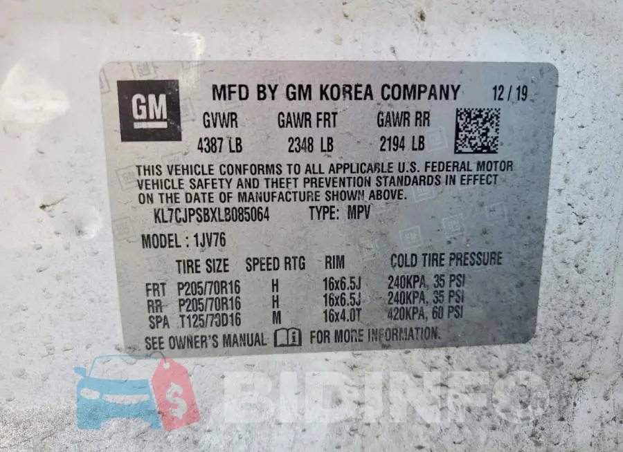 KL7CJPSBXLB085064 Photo# 13