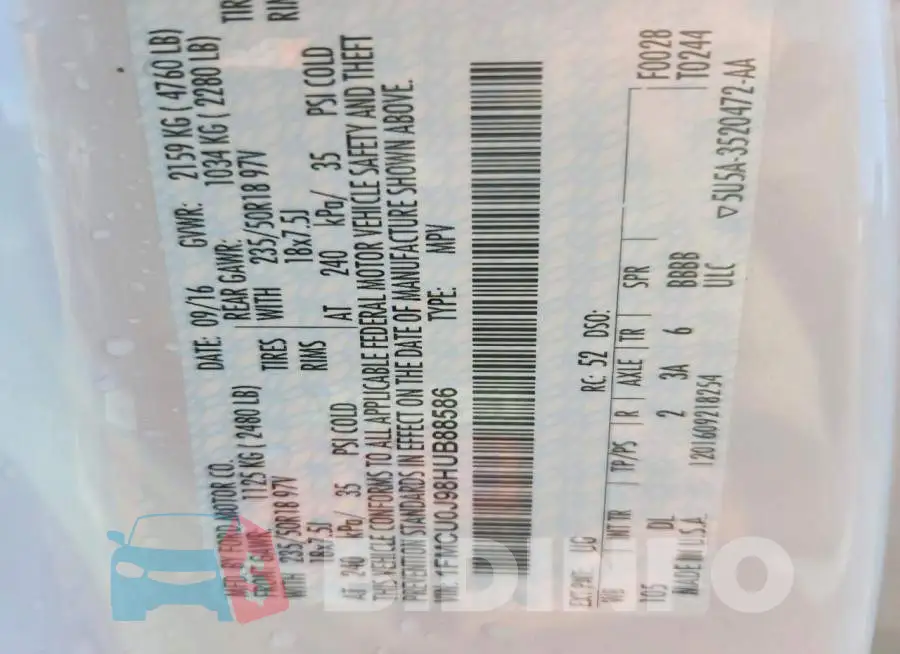 1FMCU0J98HUB88586 Photo# 13