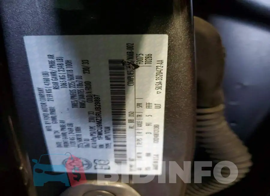 1FMCU9MZ3RUB29897 Photo# 12