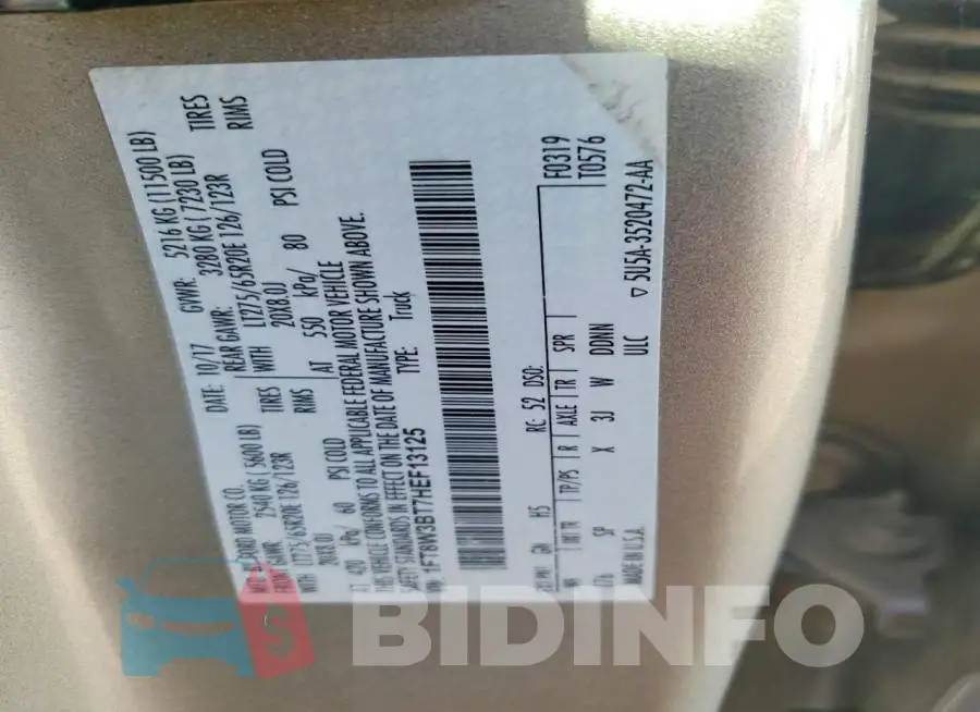 1FT8W3BT7HEF13125 Photo# 13