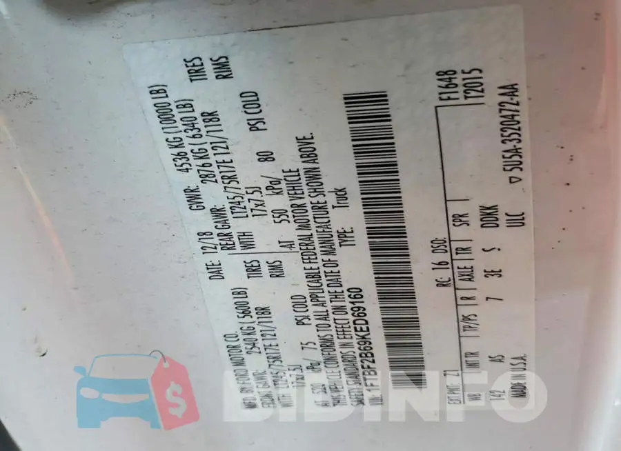 1FTBF2B69KED69160 Photo# 12