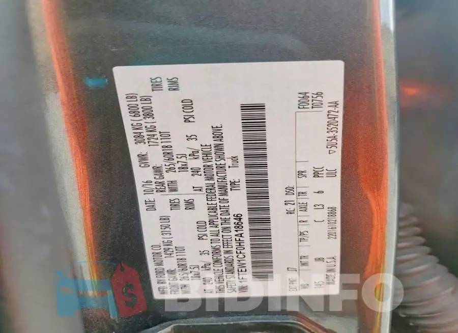 1FTEW1CF0HFA18646 Photo# 12