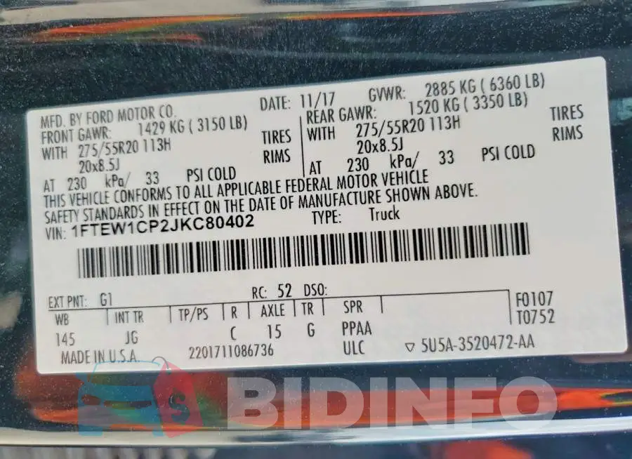1FTEW1CP2JKC80402 Photo# 13