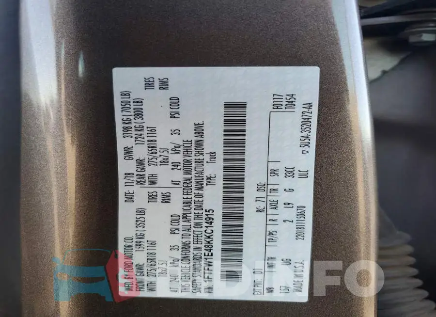 1FTFW1E48KKC14915 Photo# 12