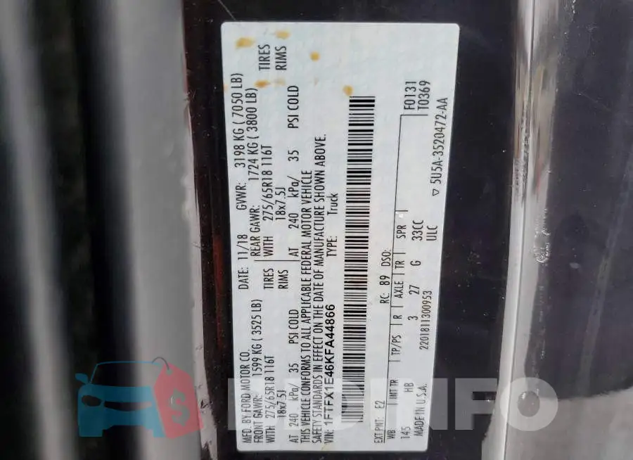 1FTFX1E46KFA44866 Photo# 12