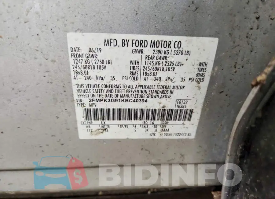 2FMPK3G91KBC40394 Photo# 13