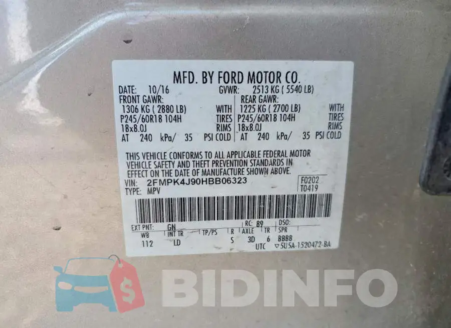 2FMPK4J90HBB06323 Photo# 13