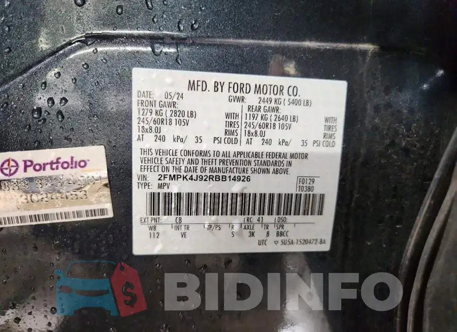 2FMPK4J92RBB14926 Photo# 13